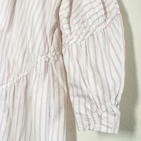 Ganni Stripe Long Puff Sleeve Cotton Mini Dress Cherry Blossom size 38/M/6 - Picture 14 of 16